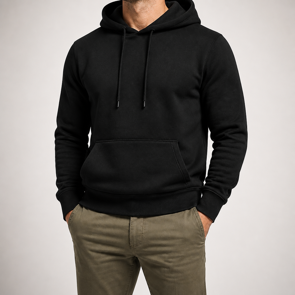 Lucius | Mens Casual Autumn Winter Long Sleeve Pullover Cotton Shirt, Black