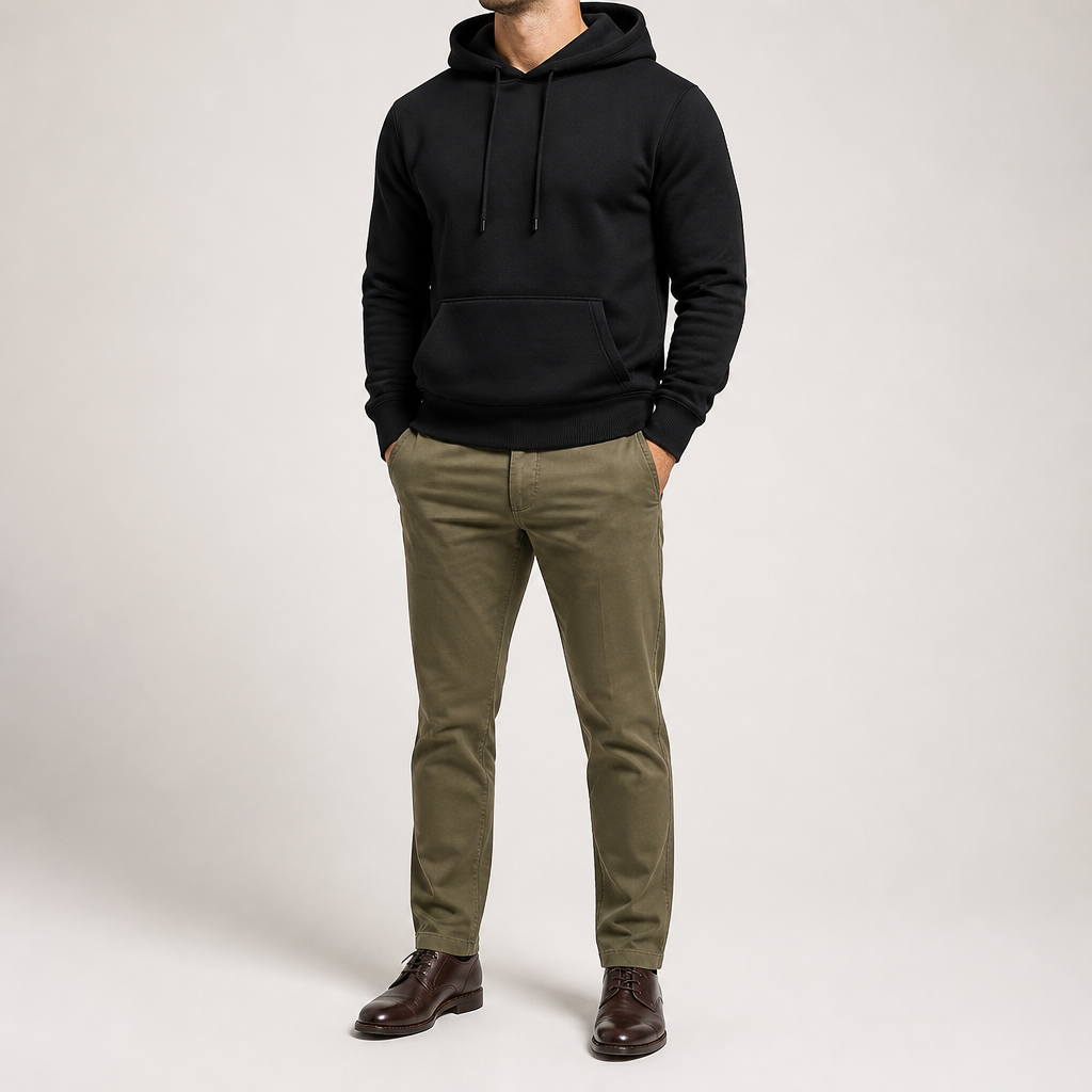 Lucius | Mens Casual Autumn Winter Long Sleeve Pullover Cotton Shirt, Black