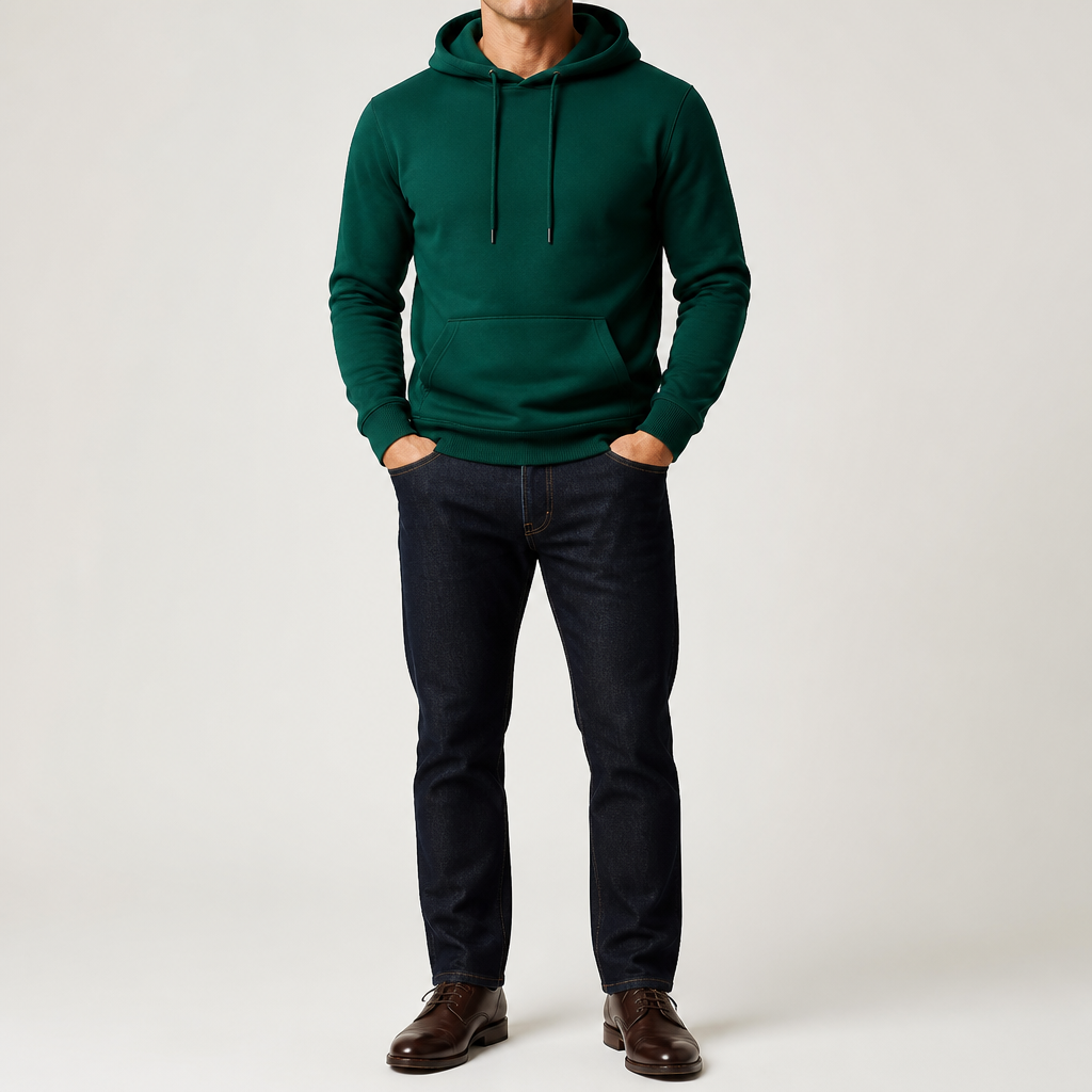 Lucius | Mens Casual Autumn Winter Long Sleeve Pullover Cotton Shirt, Green