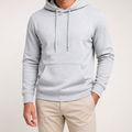 Lucius | Mens Casual Autumn Winter Long Sleeve Pullover Cotton Shirt, Light Grey
