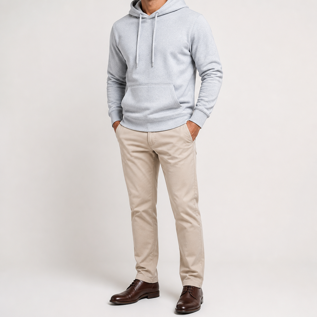 Lucius | Mens Casual Autumn Winter Long Sleeve Pullover Cotton Shirt, Light Grey