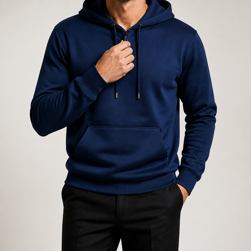 Lucius | Mens Casual Autumn Winter Long Sleeve Pullover Cotton Shirt, Navy