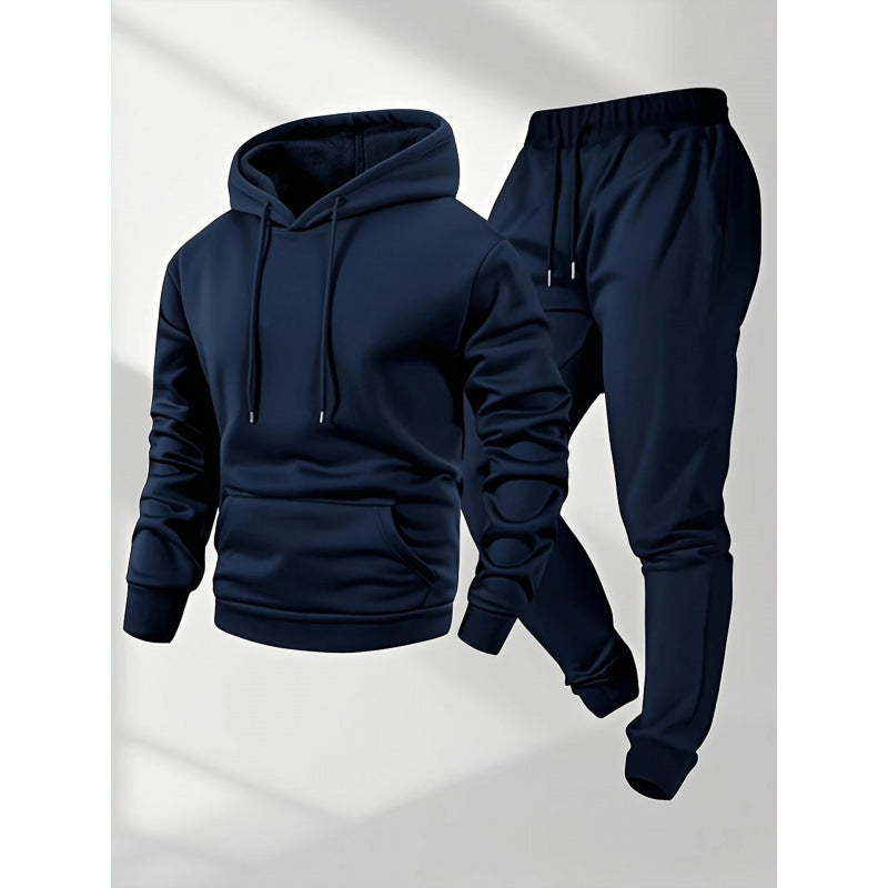 Lucius | Mens Casual Autumn Winter Long Sleeve Pullover Cotton Shirt - Navy