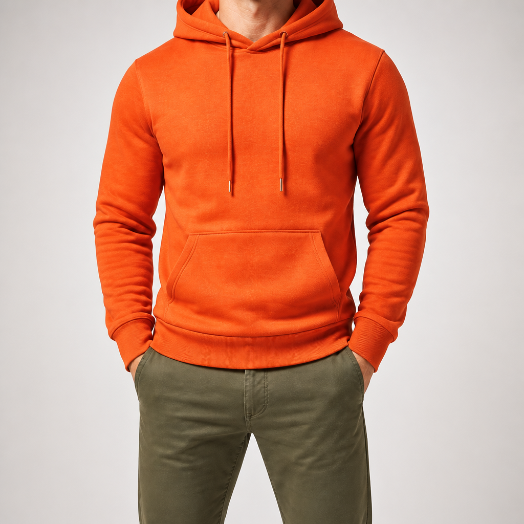 Lucius | Mens Casual Autumn Winter Long Sleeve Pullover Cotton Shirt, Orange