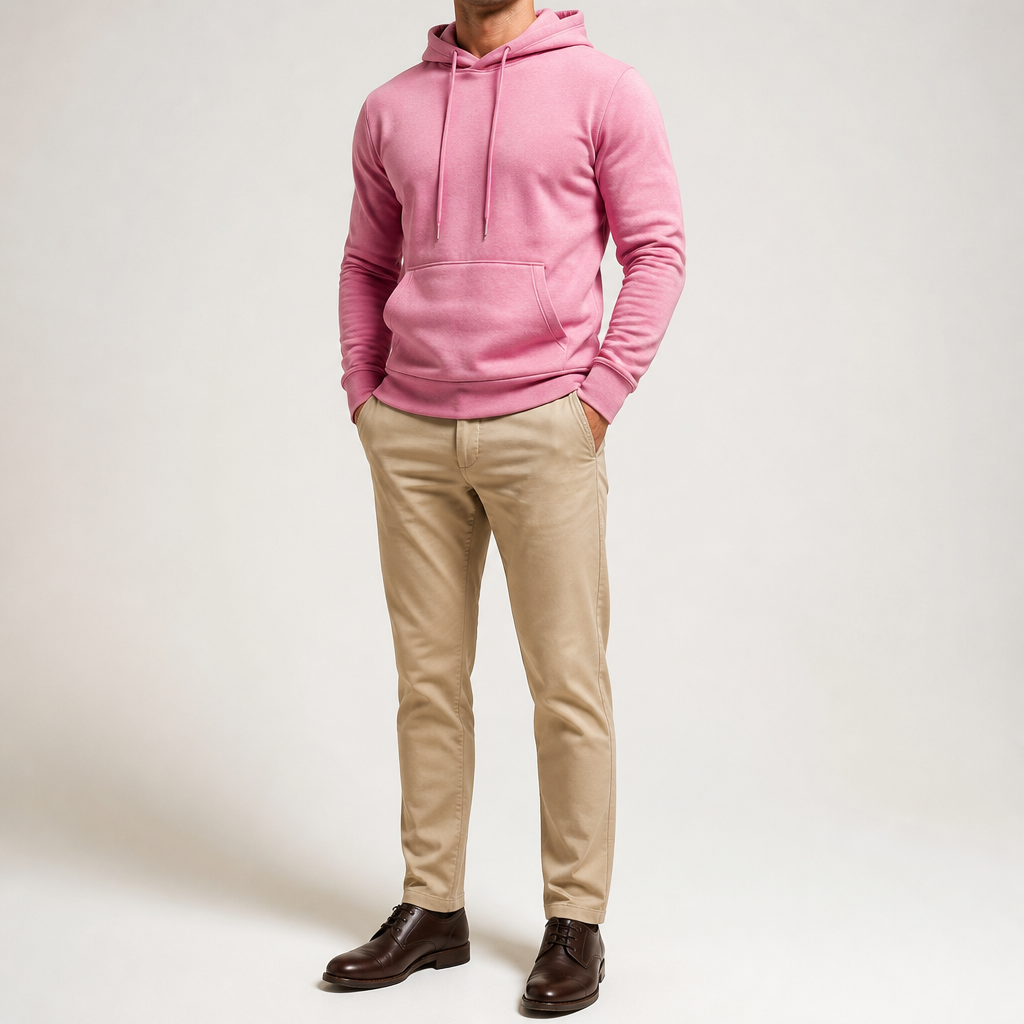 Lucius | Mens Casual Autumn Winter Long Sleeve Pullover Cotton Shirt, Pink