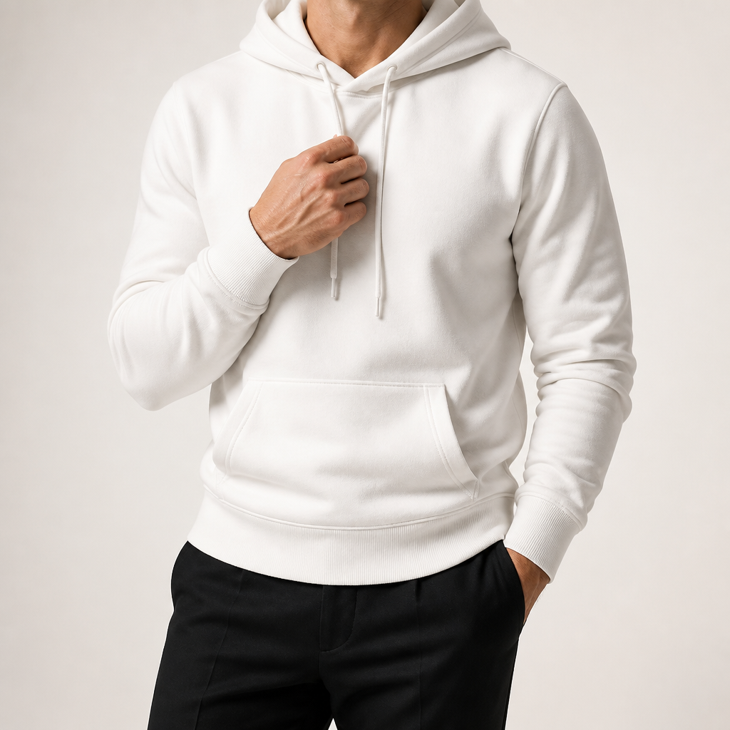 Lucius | Mens Casual Autumn Winter Long Sleeve Pullover Cotton Shirt, White