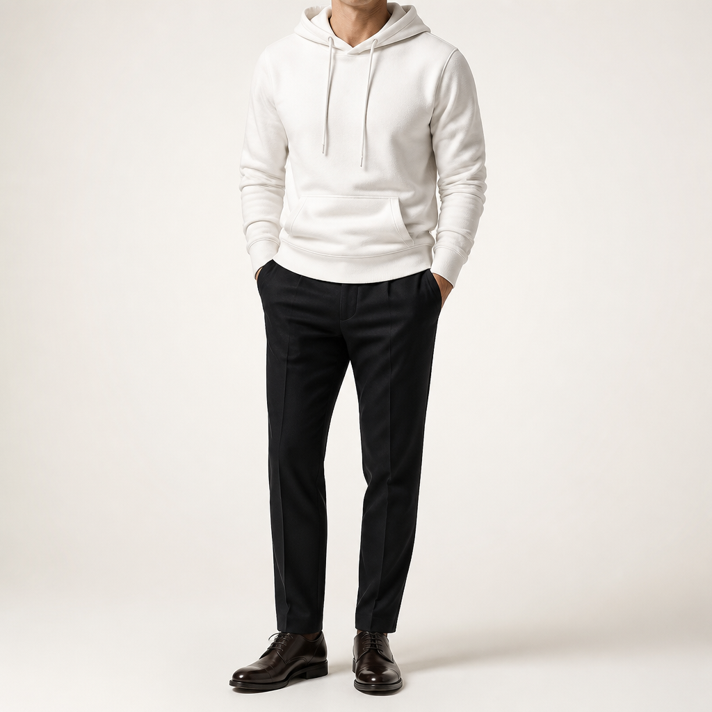 Lucius | Mens Casual Autumn Winter Long Sleeve Pullover Cotton Shirt, White