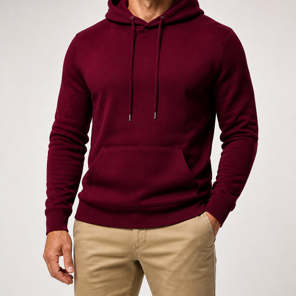 Lucius | Mens Casual Autumn Winter Long Sleeve Pullover Cotton Shirt, Wine Red