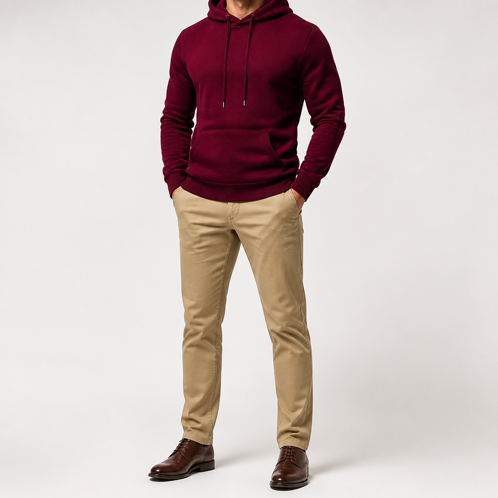 Lucius | Mens Casual Autumn Winter Long Sleeve Pullover Cotton Shirt, Wine Red
