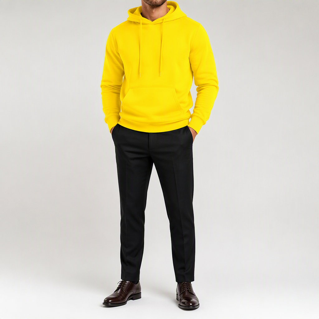 Lucius | Mens Casual Autumn Winter Long Sleeve Pullover Cotton Shirt, Yellow