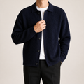 Lysander | Mens Cardigan Knitted Collared Casual Loose Shirt Jacket, Navy Blue