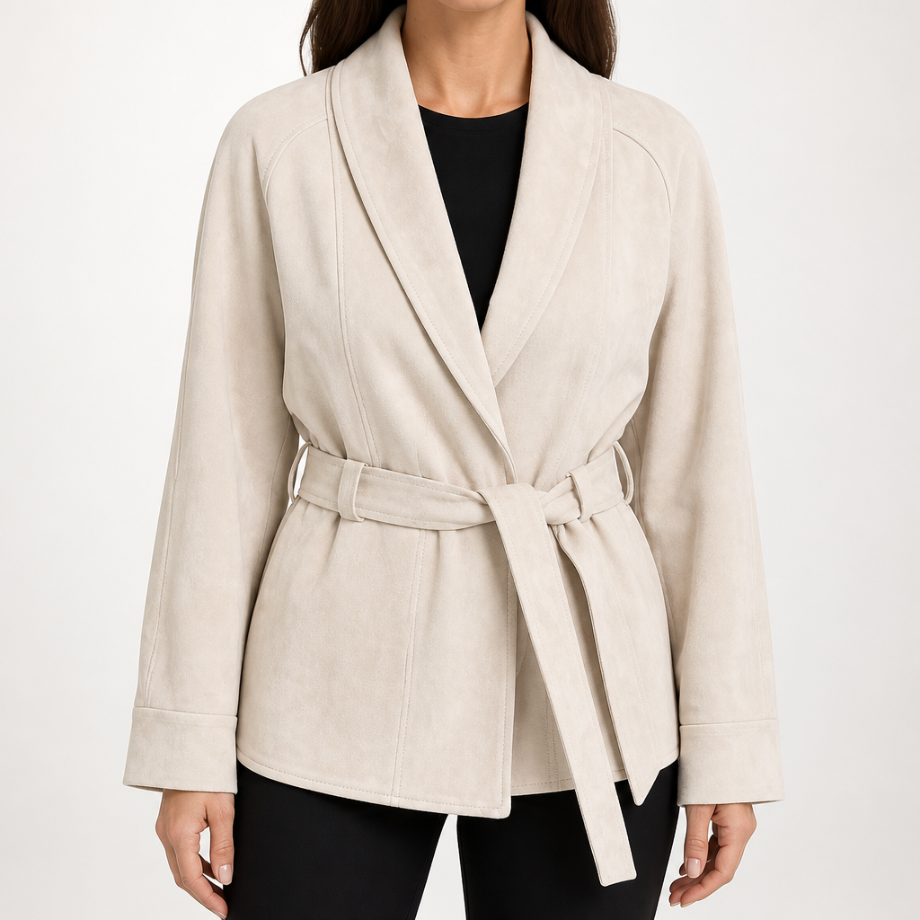 Maeve | Womens Suede Jacket Belted Longline Autumn Fall Ladies Brown Jacket, Beige