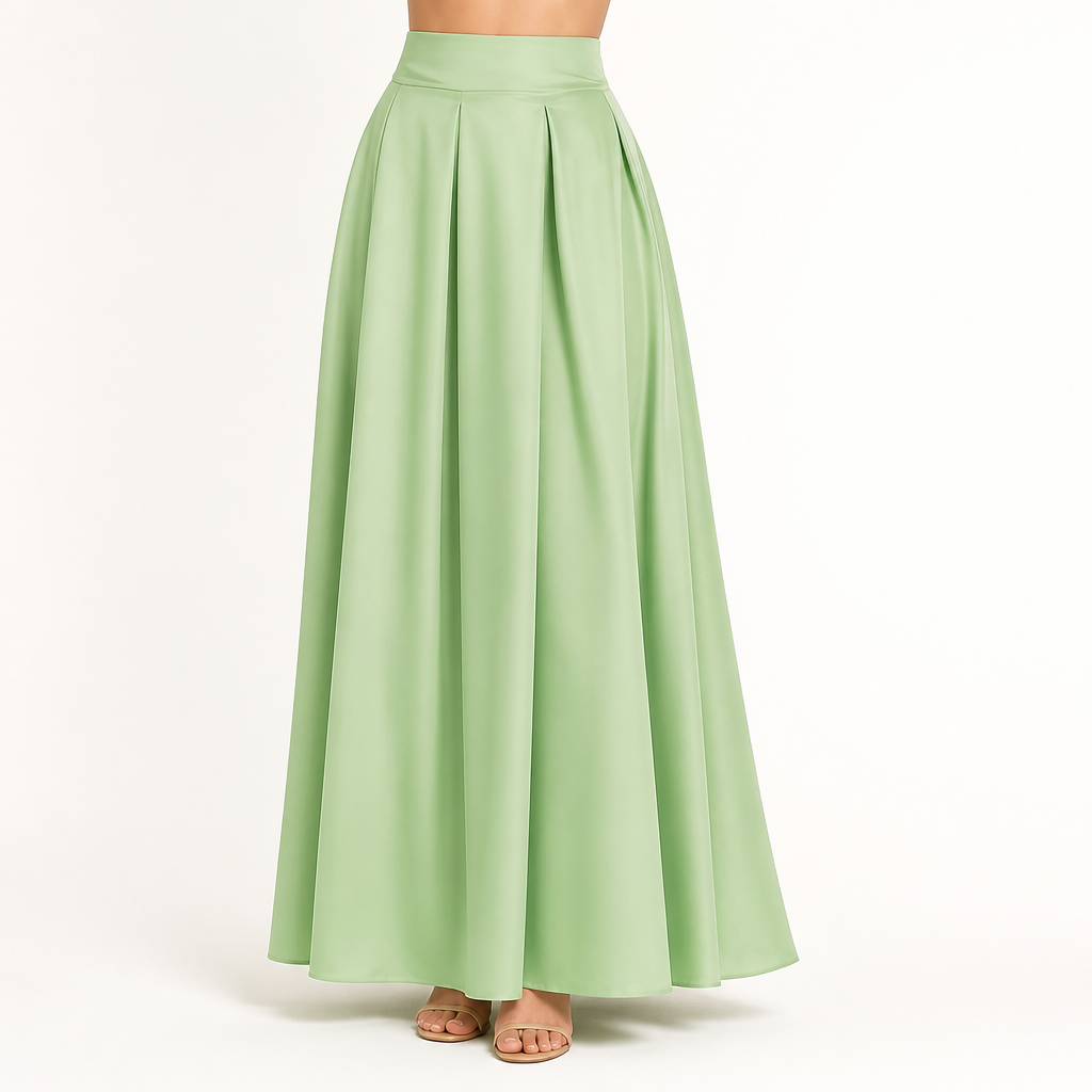 Maeve | Womens Plus Size High Waisted A Line Long Maxi Skirt, Light Green