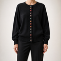 Maren | Womens Knitted Cardigan Button Front Long Sleeve Jumper, Black