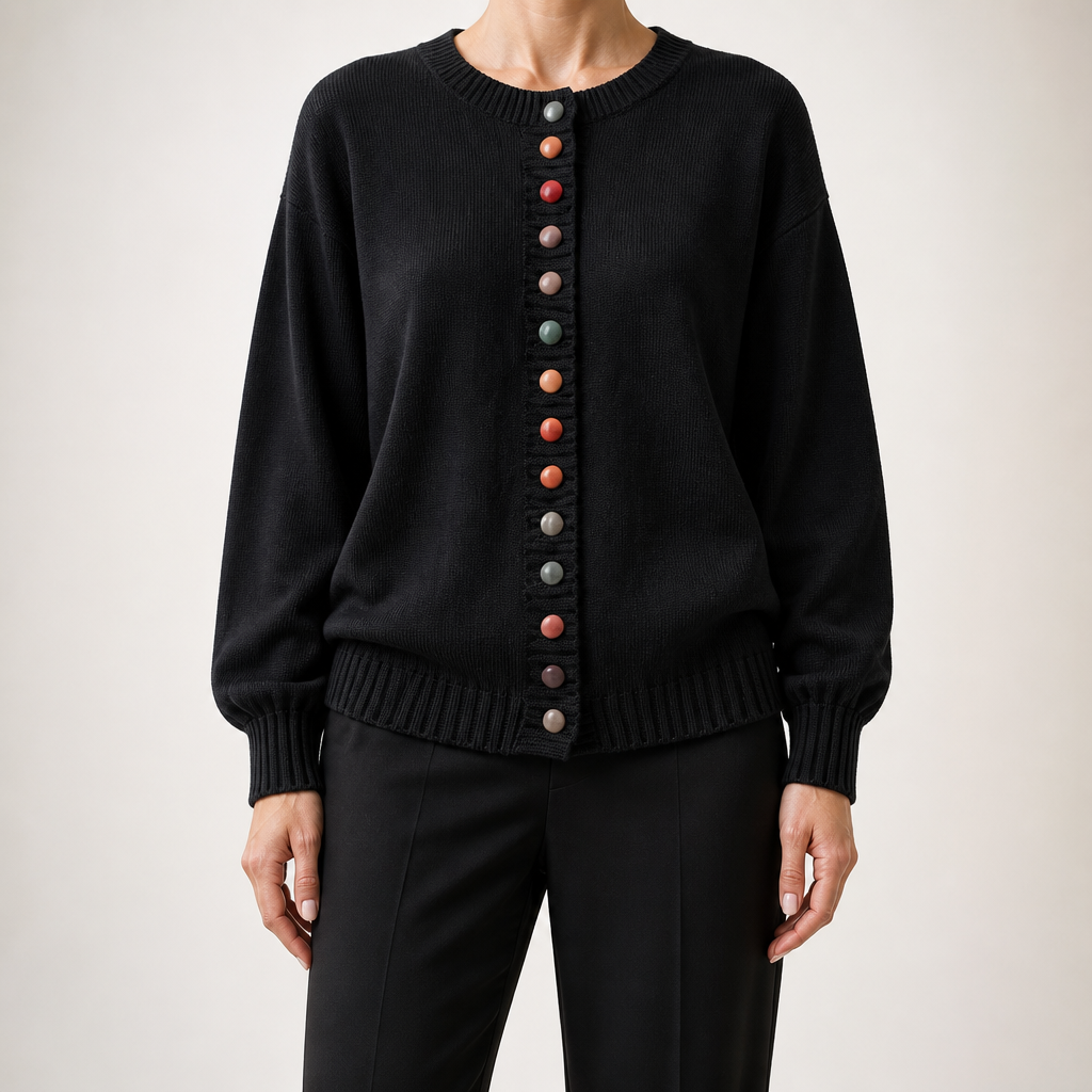 Maren | Womens Knitted Cardigan Button Front Long Sleeve Jumper, Black