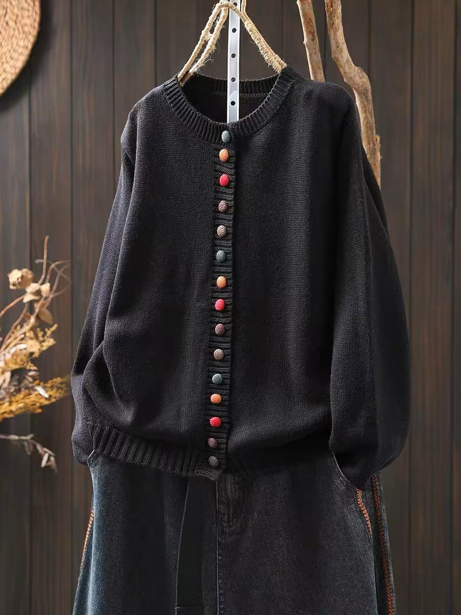 Maren | Womens Button Front Knit Cardigan - Black