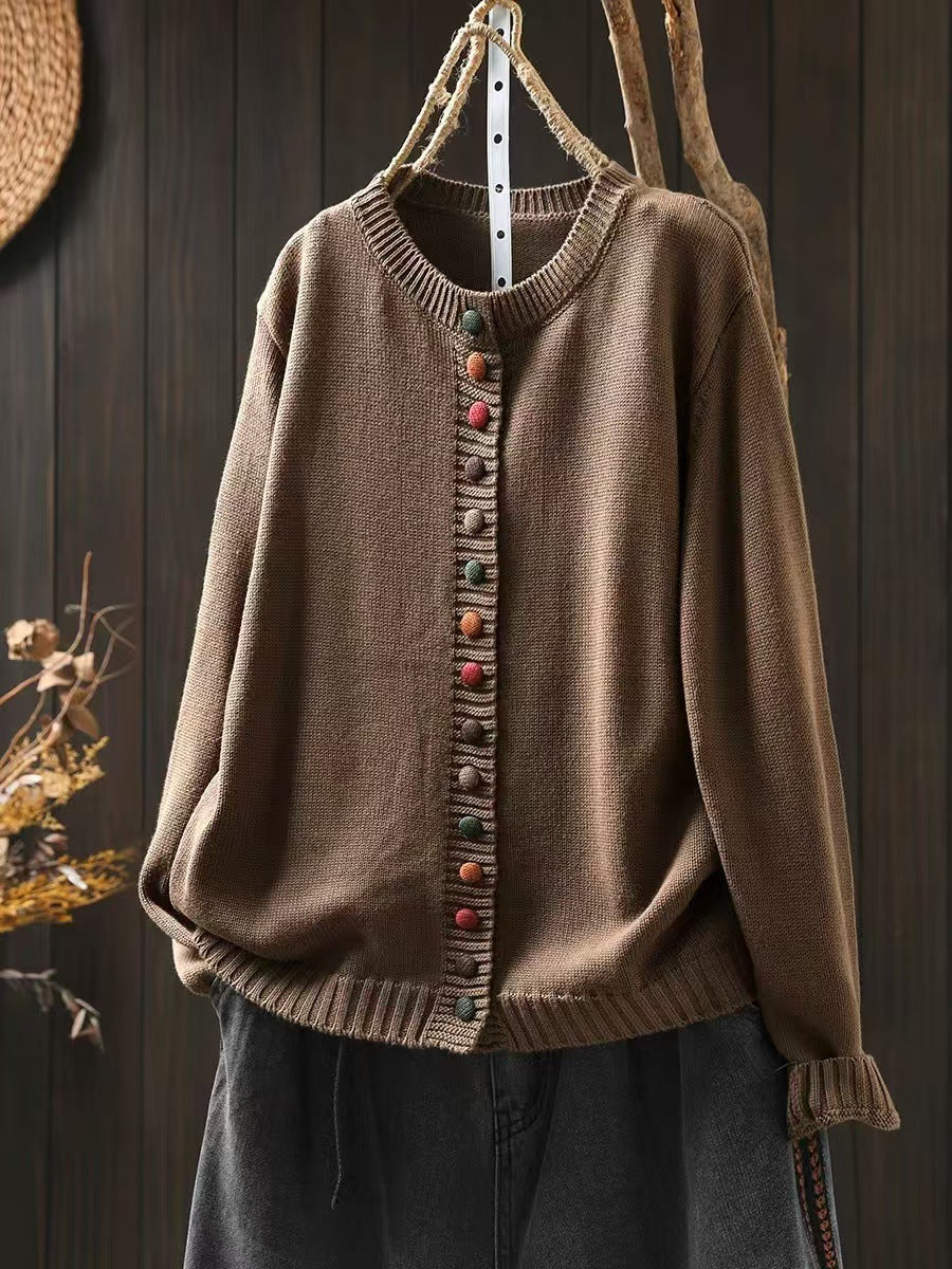 Maren | Womens Button Front Knit Cardigan - Deep Khaki