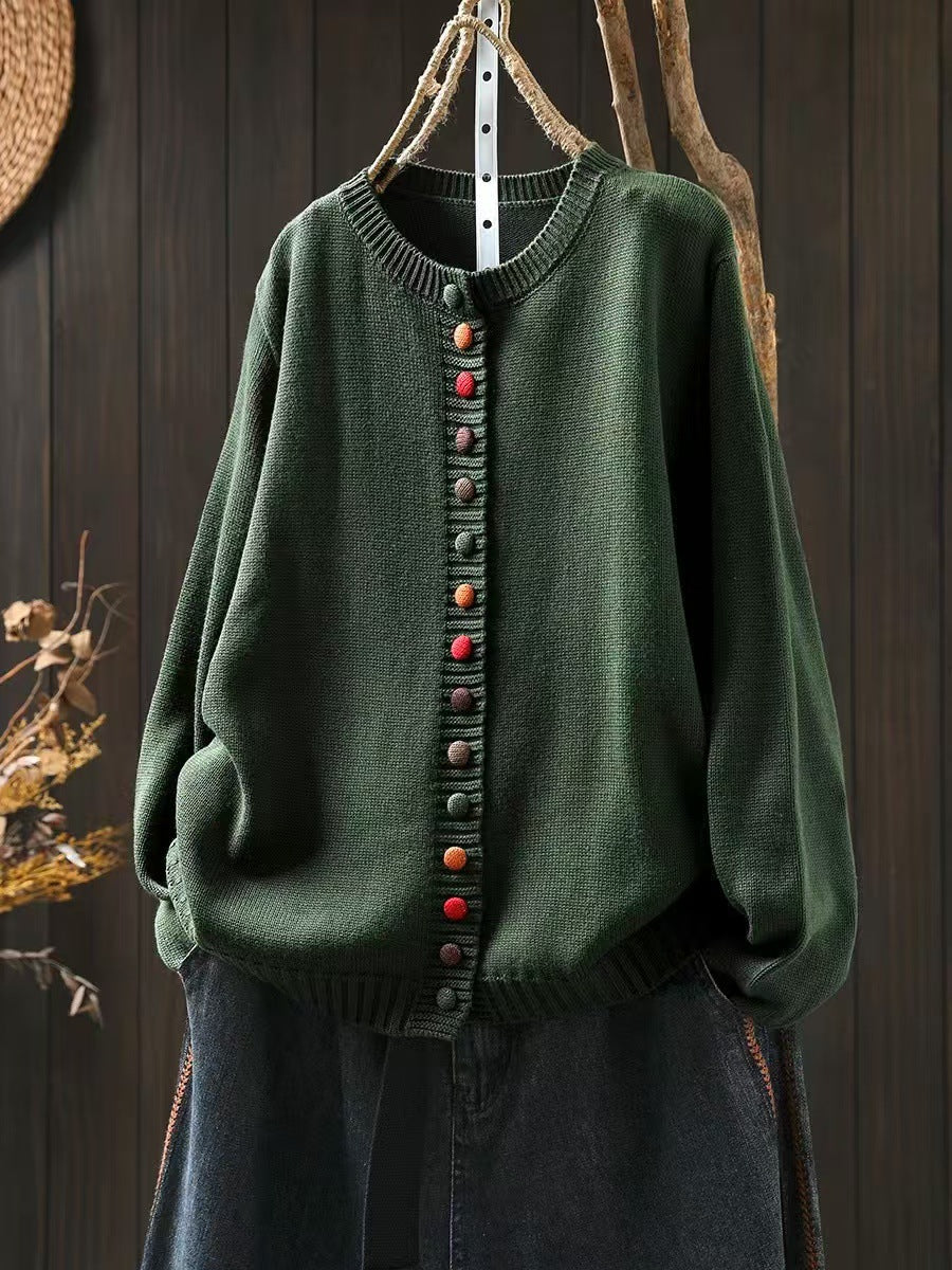Maren | Womens Button Front Knit Cardigan - Green