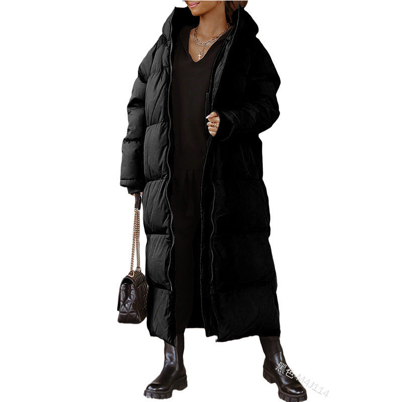 Maren | Womens Long Hooded Puffer Winter Coat - Black