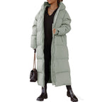 Maren | Womens Long Hooded Puffer Winter Coat - Green