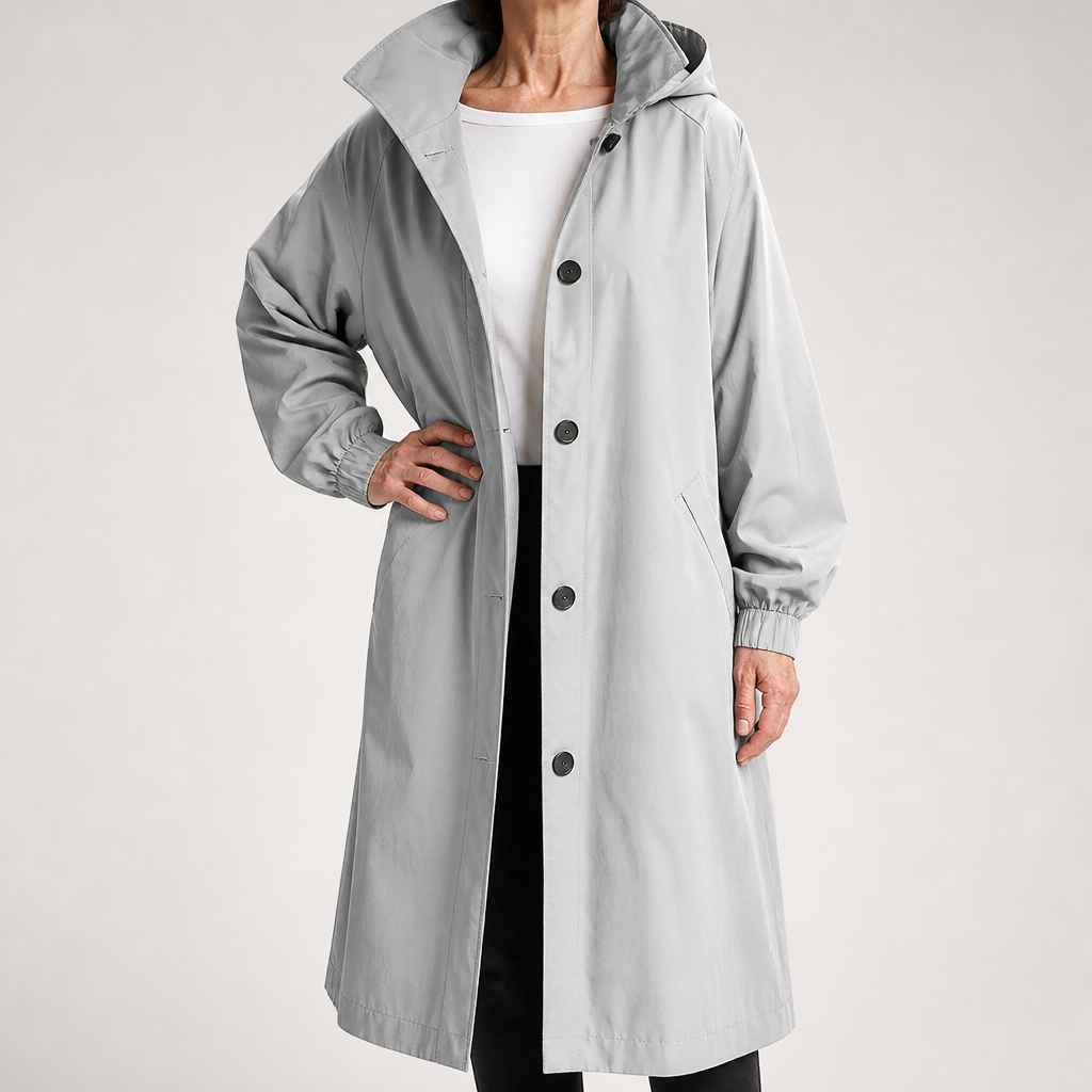 Margaux | Womens Trench Coat Wool Belted Double Breasted Long Winter Coat, Light Grey