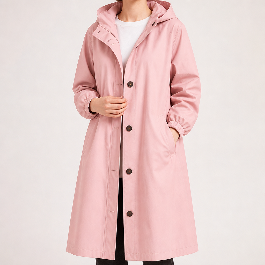 Margaux | Womens Trench Coat Wool Belted Double Breasted Long Winter Coat, Pink