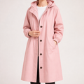 Margaux | Womens Trench Coat Wool Belted Double Breasted Long Winter Coat, Pink