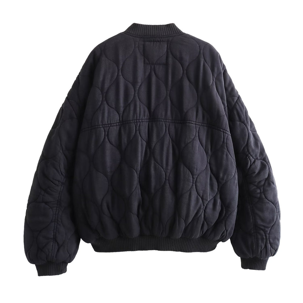 Margot | Womens Quilted Washed Cotton Padded Winter Bomber Jacket