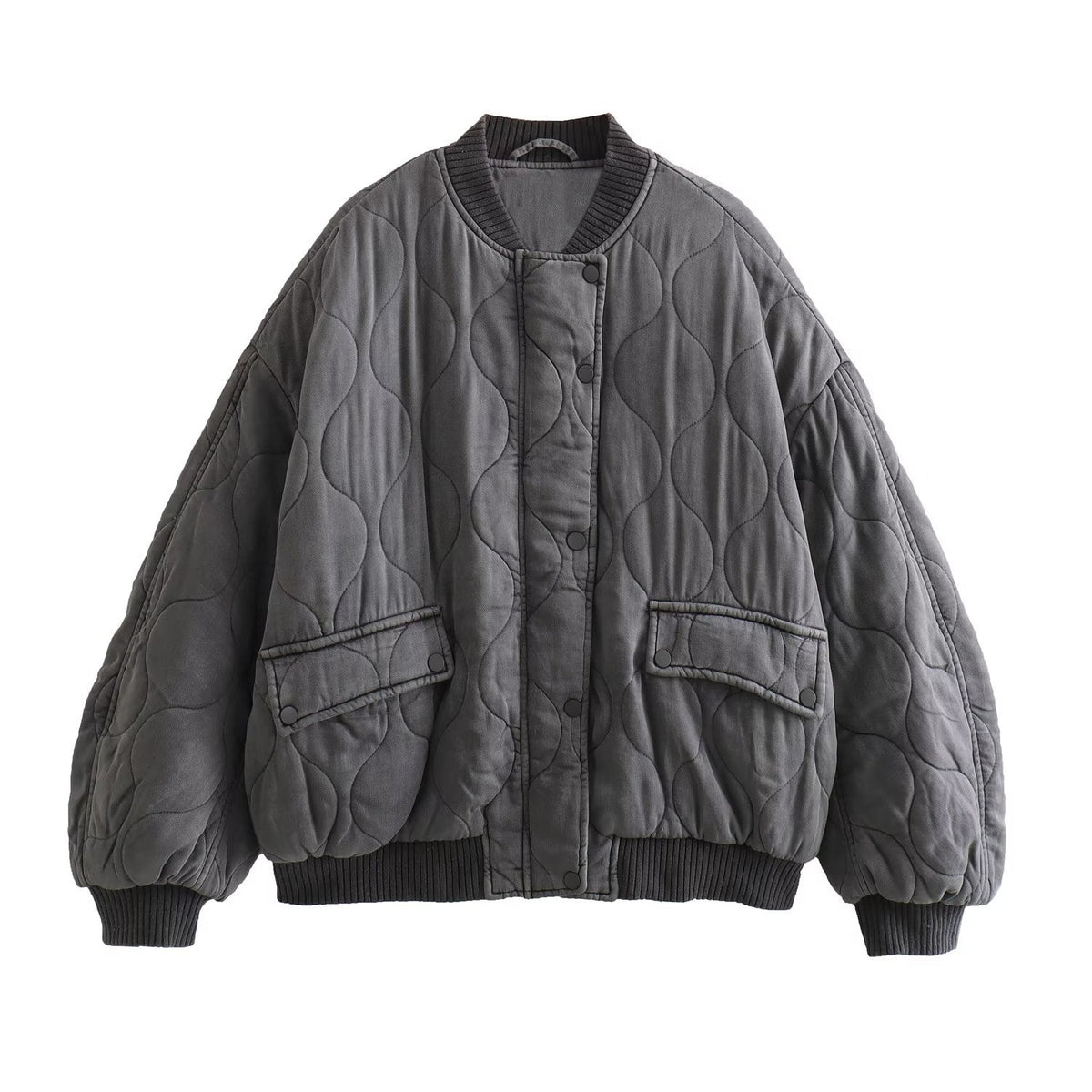 Margot | Womens Quilted Washed Cotton Padded Winter Bomber Jacket