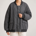Margot | Womens Quilted Padded Washed Cotton Winter Black Bomber Jacket, Grey