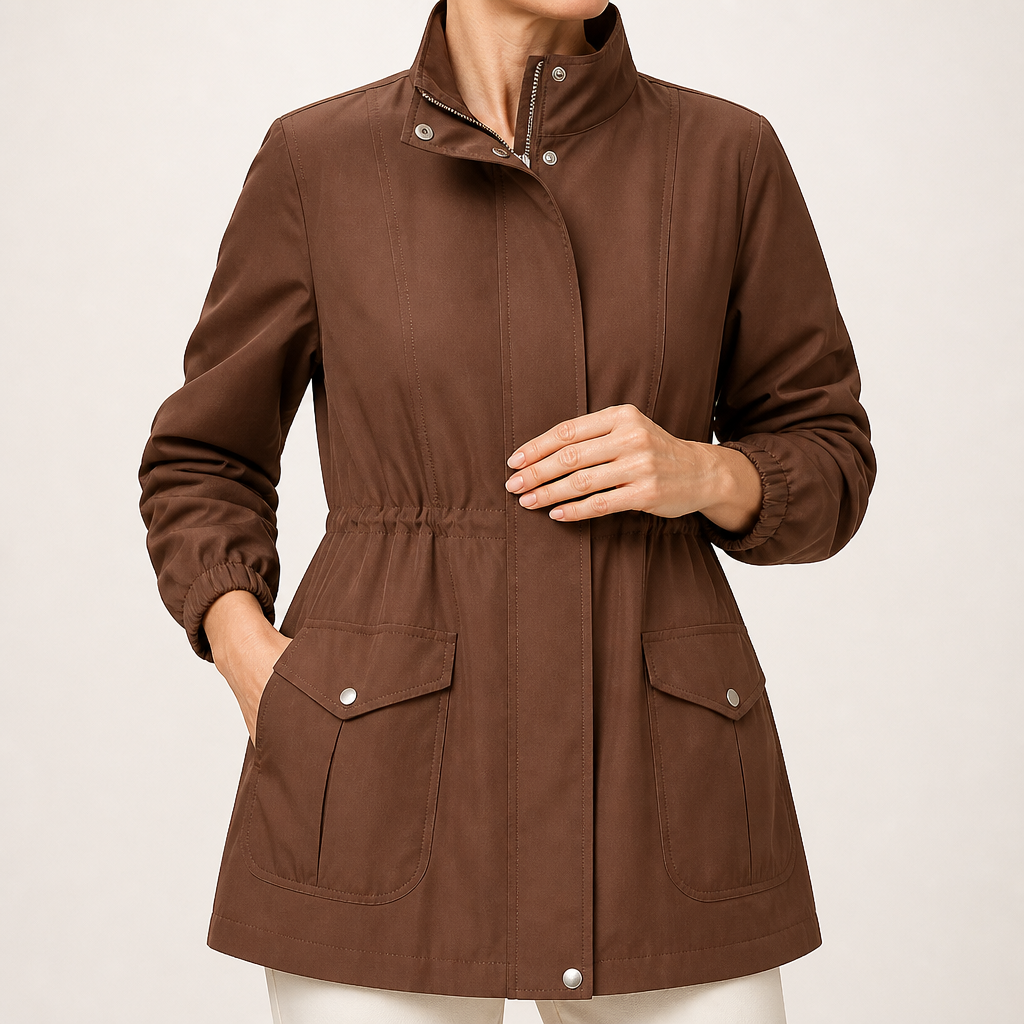 Marguerite | Womens Coat Wool Blend Winter Drawstring Waist Coat, Brown