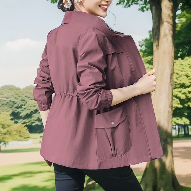 Marguerite | Womens Drawstring Waist Wool Blend Coat - Brown