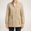 Marguerite | Womens Coat Wool Blend Winter Drawstring Waist Coat, Khaki