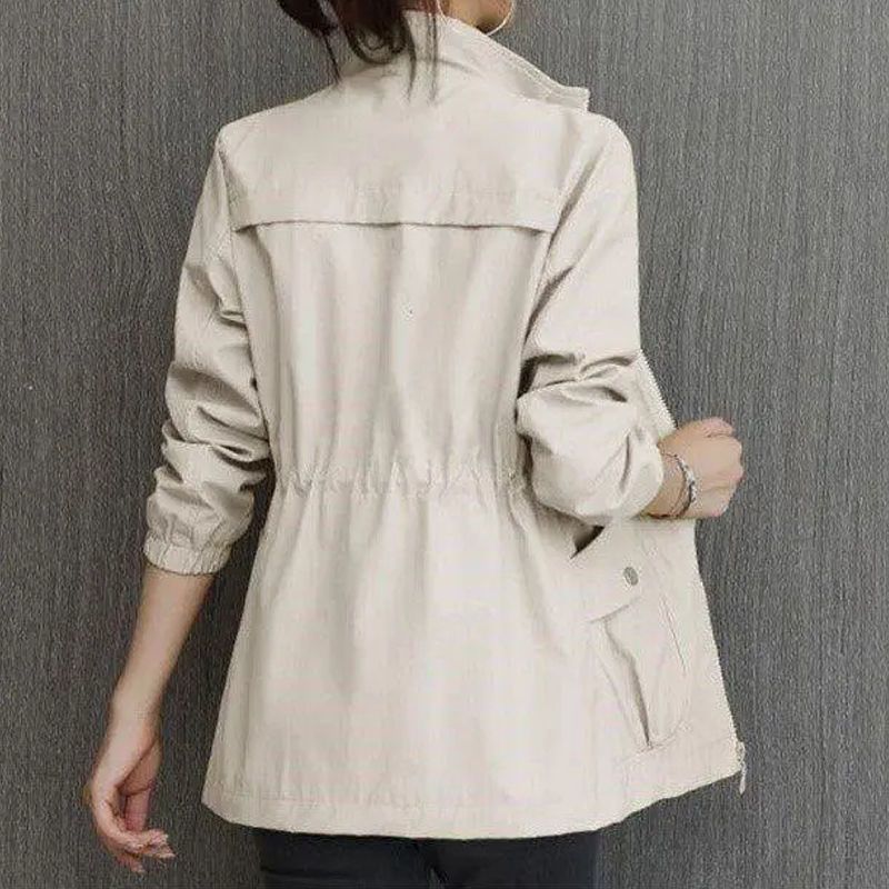 Marguerite | Womens Drawstring Waist Wool Blend Coat - Off White