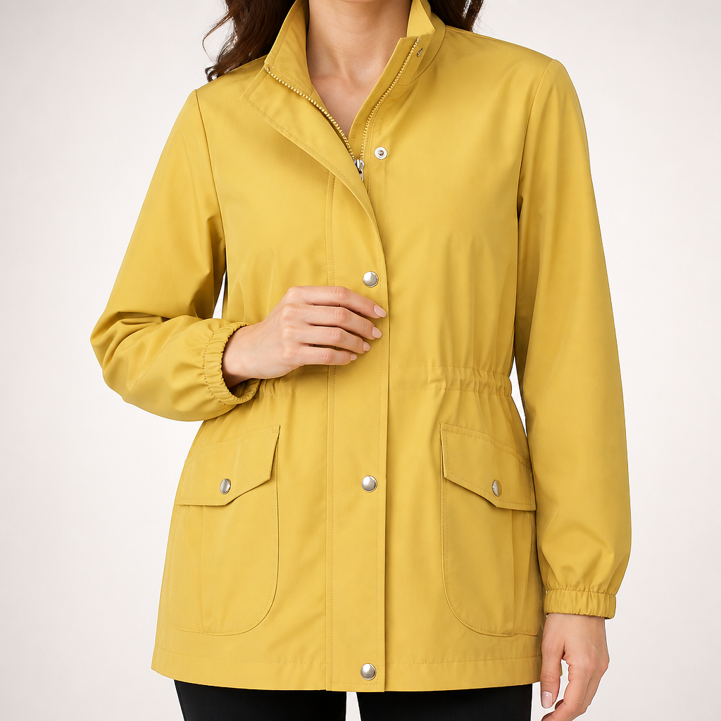 Marguerite | Womens Coat Wool Blend Winter Drawstring Waist Coat, Yellow