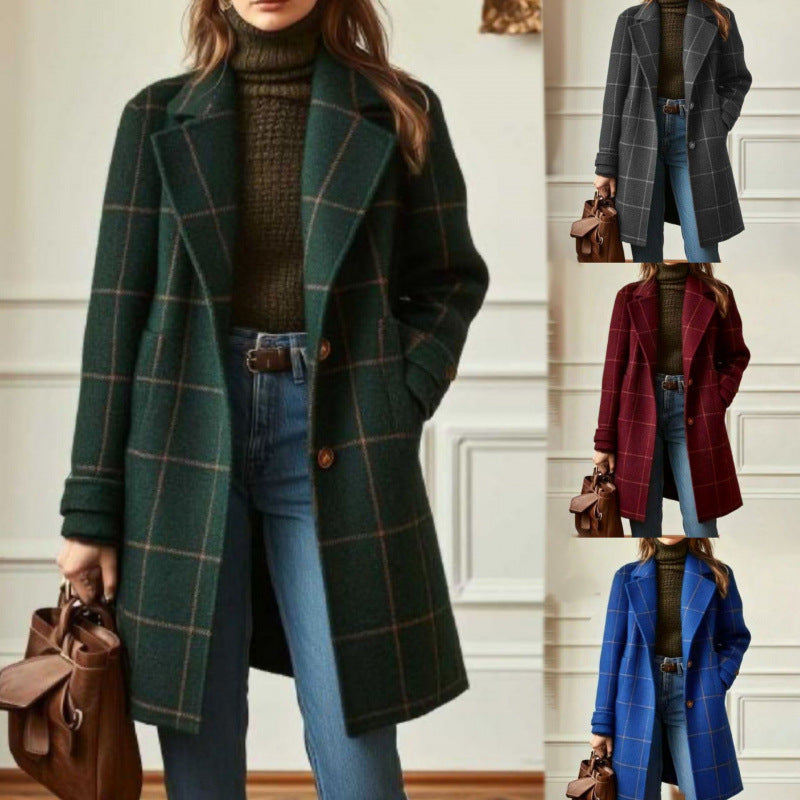 Maribel | Womens Plaid Mid Length Coat - 2