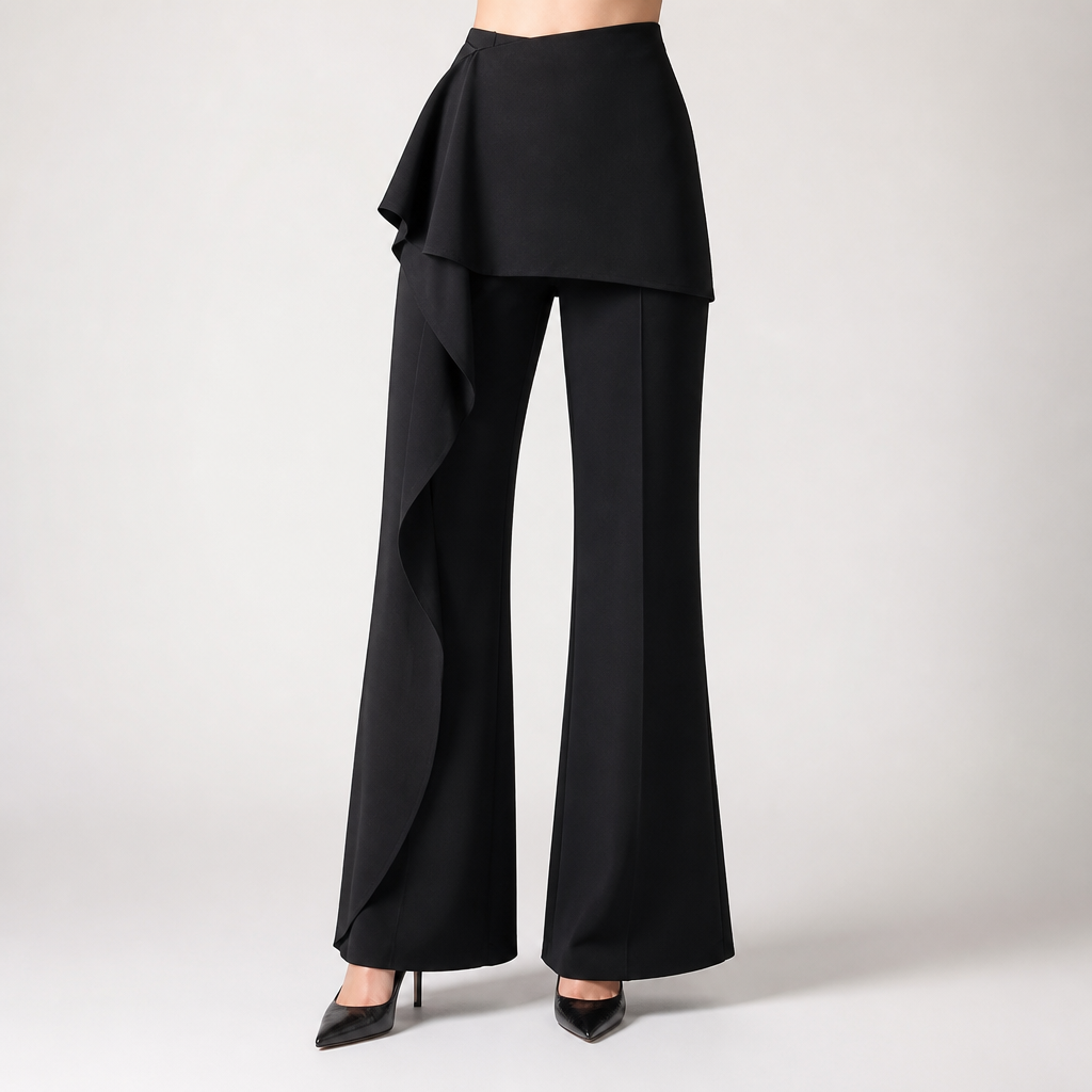 Marlowe | Womens Trousers Flared High Waisted Suit Casual Pants, Black 2
