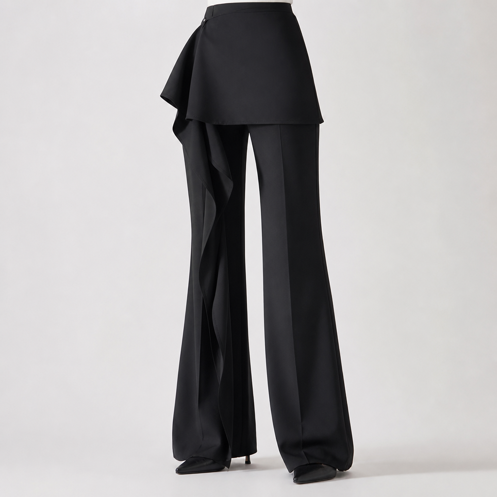 Marlowe | Womens Trousers Flared High Waisted Suit Casual Pants, Black