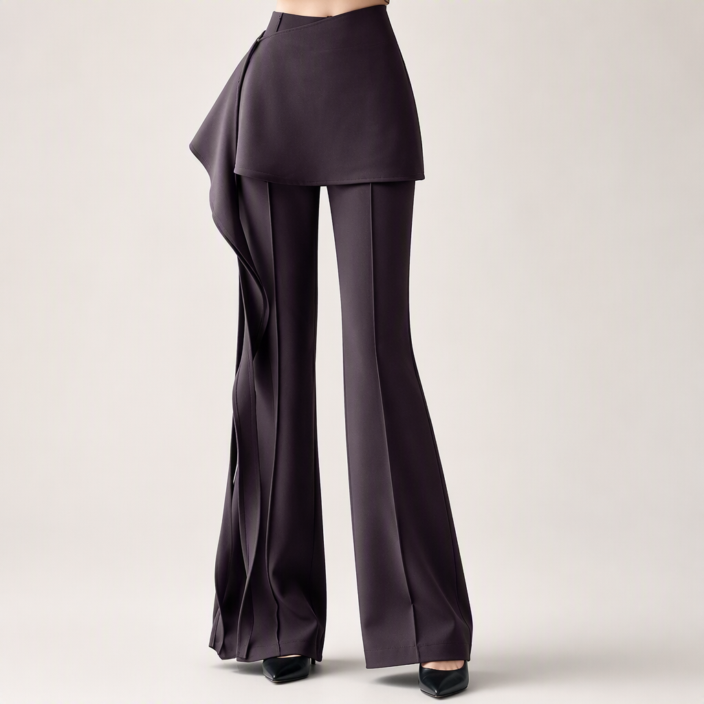 Marlowe | Womens Trousers Flared High Waisted Suit Casual Pants, Burgundy