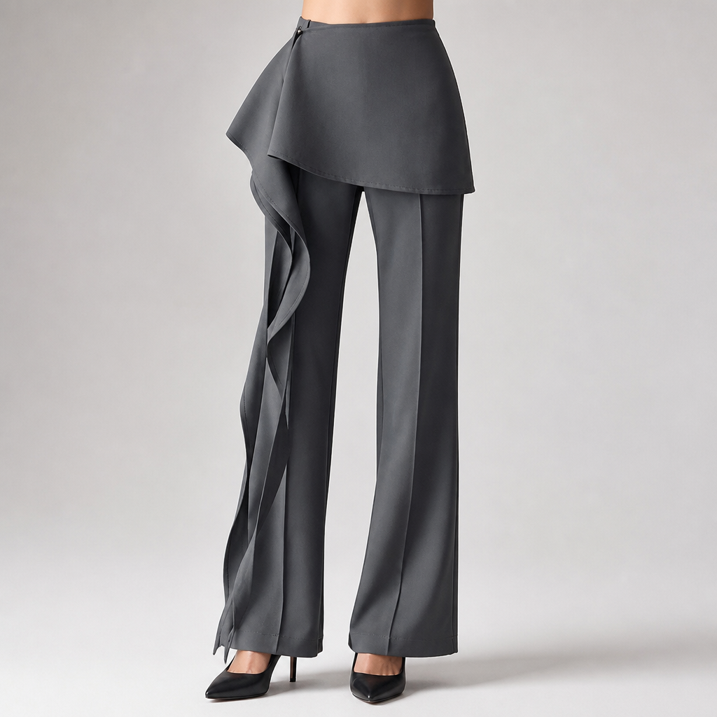 Marlowe | Womens Trousers Flared High Waisted Suit Casual Pants, Gray