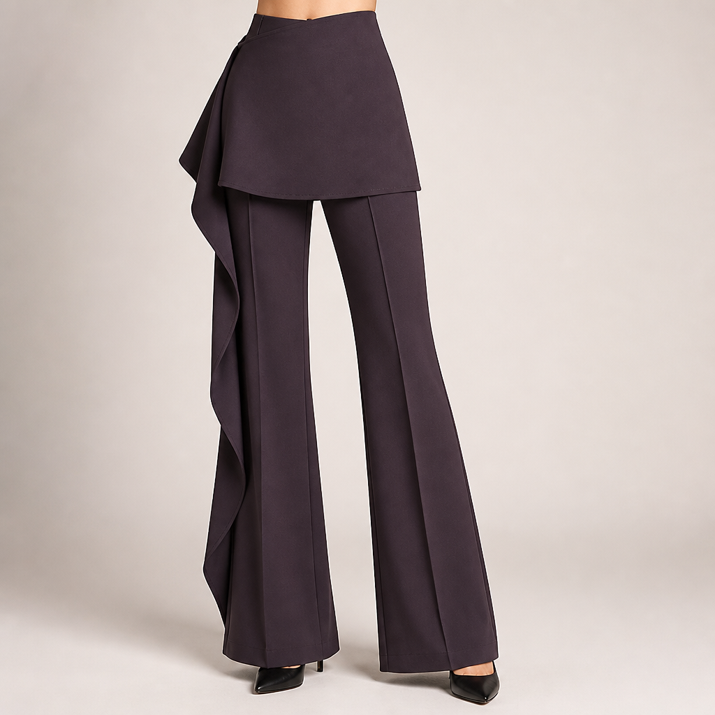 Marlowe | Womens Trousers Flared High Waisted Suit Casual Pants, Purple 2