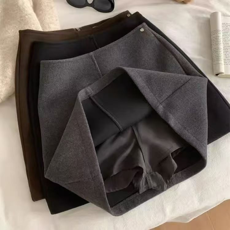 Marnie | Womens High Waisted Wool A Line Mini Skirt - 2