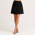 Marnie | Womens High Waisted Wool A Line Mini Skirt, Black