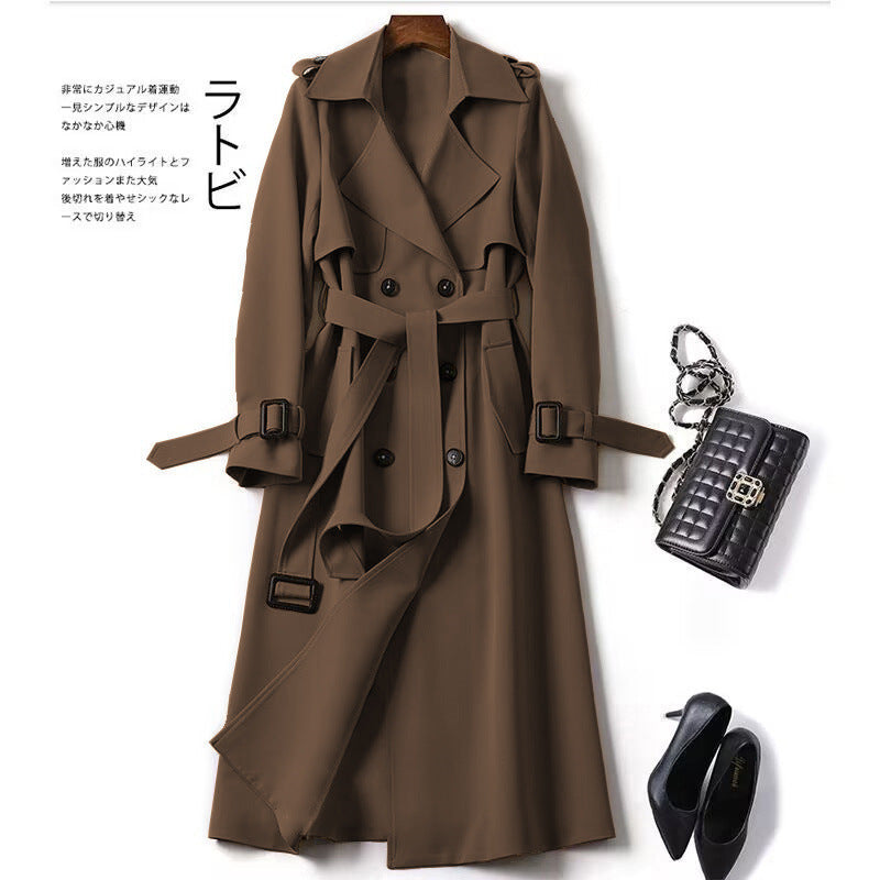 Marnie | Womens Mid Length Lapel Trench Coat, Brown