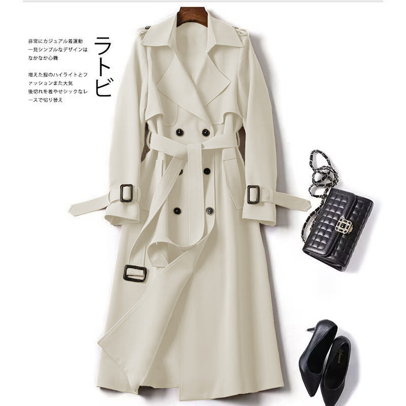 Marnie | Womens Mid Length Lapel Trench Coat, Cream White