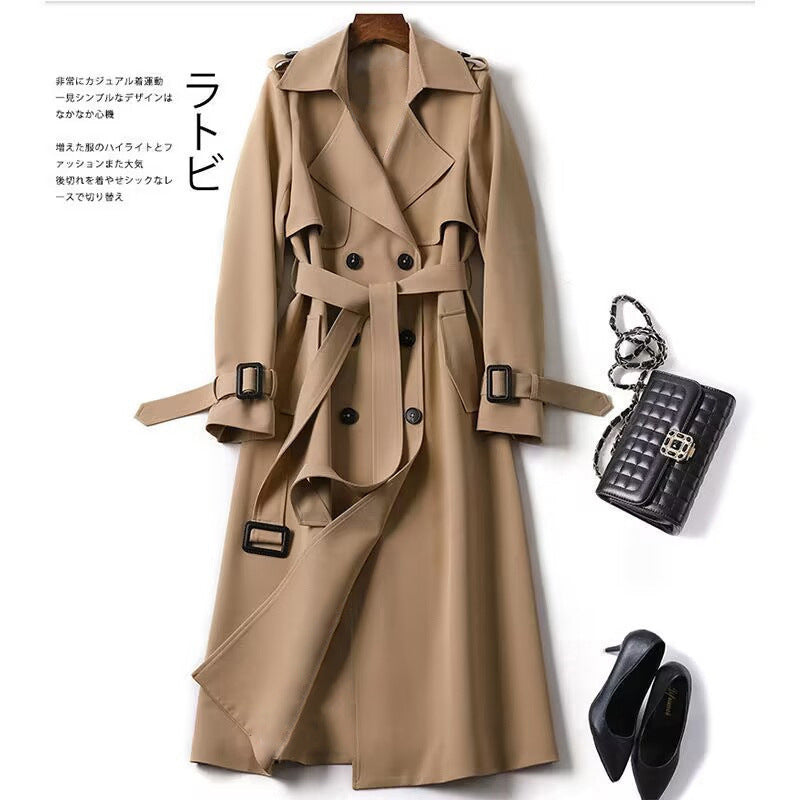 Marnie | Womens Mid Length Lapel Trench Coat, Mocha