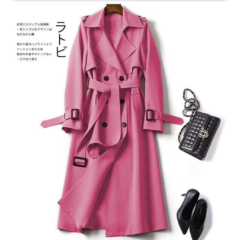 Marnie | Womens Mid Length Lapel Trench Coat, Purple Pink