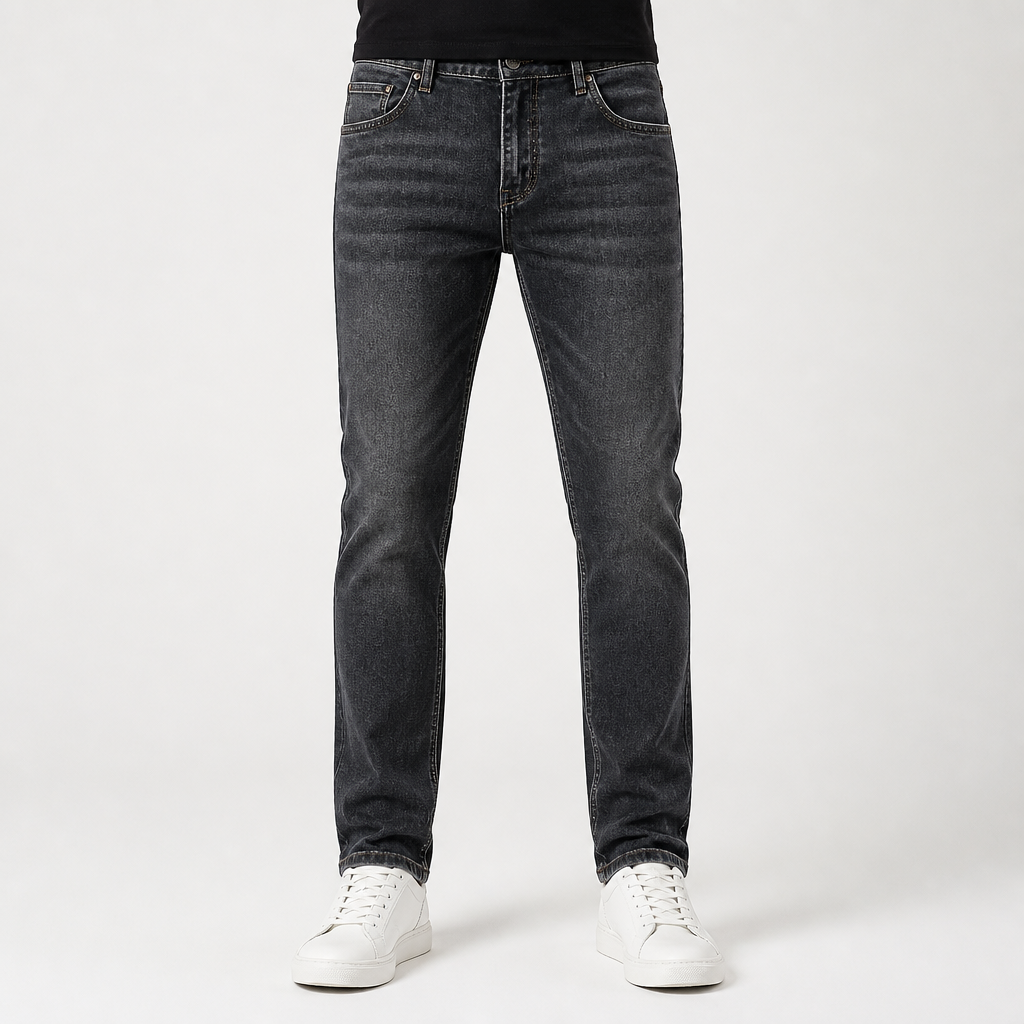 Mason | Mens Jeans Straight Leg Loose Stretch Elastic Waist Jeans, Black