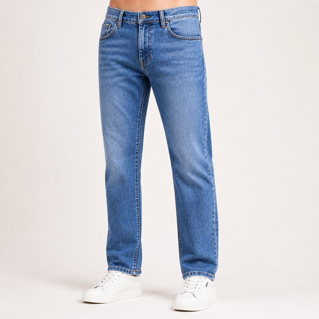 Mason | Mens Jeans Straight Leg Loose Stretch Elastic Waist Jeans, Blue