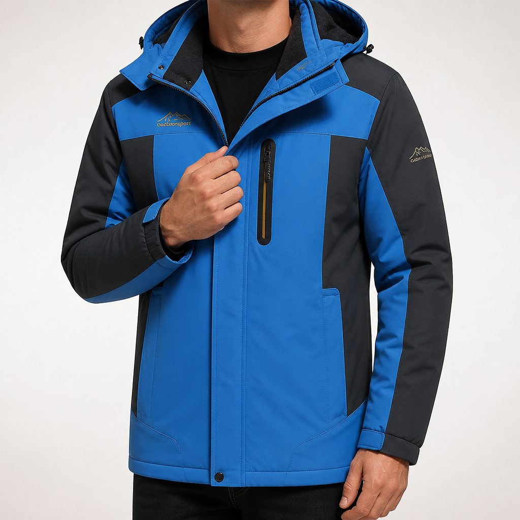 Maud | Mens Ski Jacket Fleece Lined Waterproof Windproof Snowboard Coat, Blue